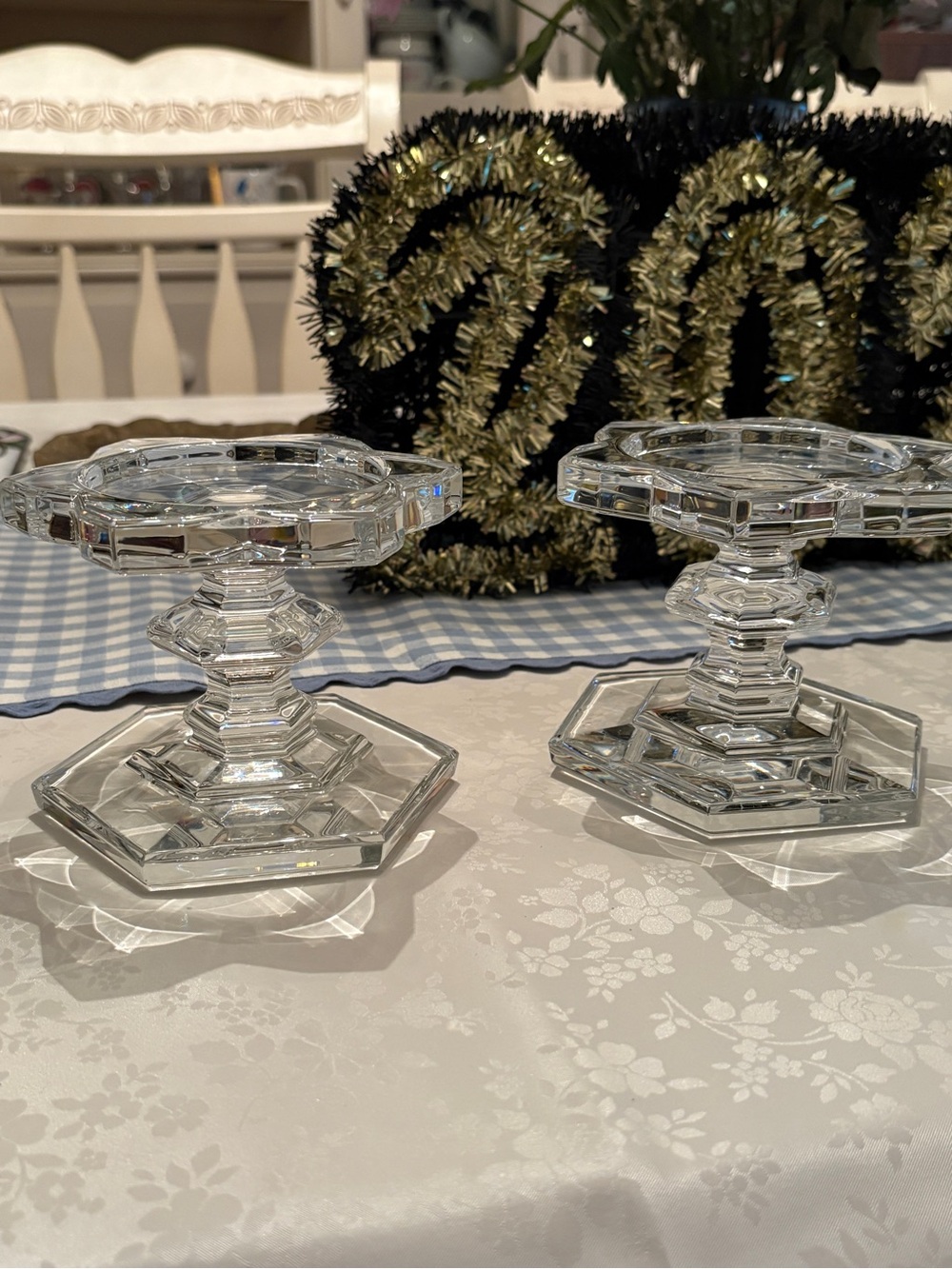 Pair of Waterford Crystal Paradisio Pillar Candle Holders